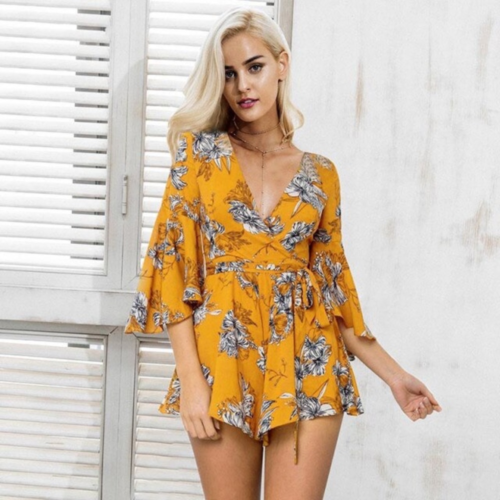 Floral Yellow Romper
